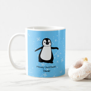 Caneca De Café Pinguim Personalizado Neve de Natal