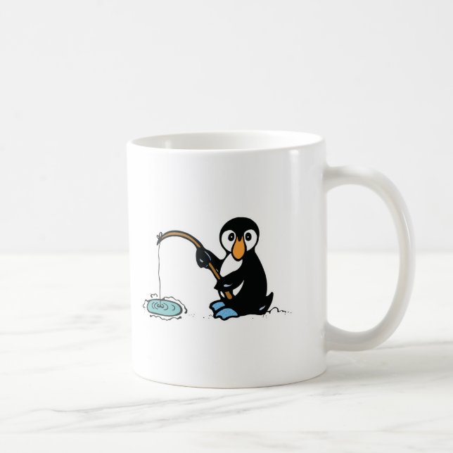 Caneca De Café pinguim pescador fofo (Direita)