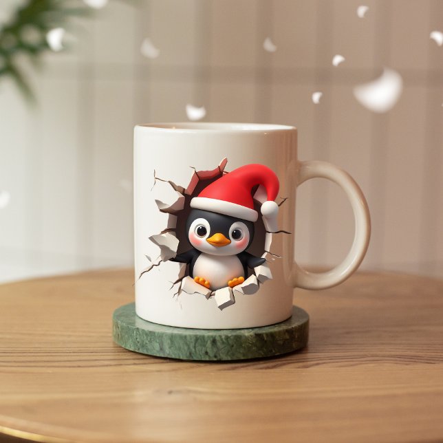 Caneca De Café Pinguim-Pinguim-Pinguim-Natal 3D - Feriado Festivo (Criador carregado)