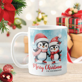 Caneca De Café Pinguim-Pinguim-Pinguim-Pecado-Pecado Vermelho e A