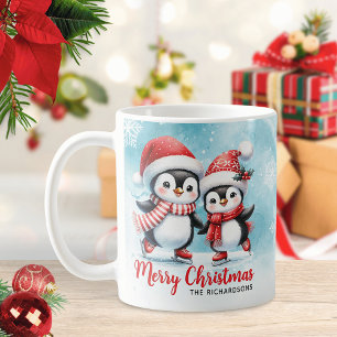 Caneca De Café Pinguim-Pinguim-Pinguim-Pecado-Pecado Vermelho e A
