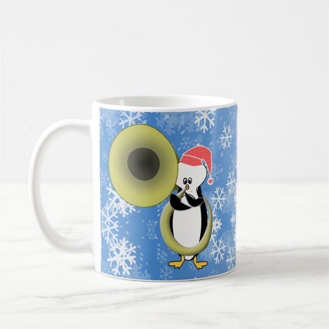 Caneca De Café Pinguim Pinguim Tuba de Natal Personalizável (Esquerda)