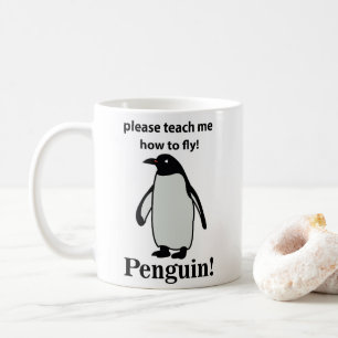 Caneca De Café Pinguim Por Favor Me Ensine a Voar Pinguim Engraça