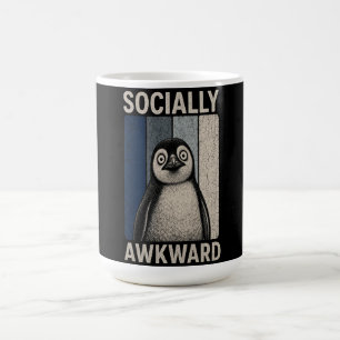 Caneca De Café Pinguim Socialmente Desajeitado Humor Retro Engraç