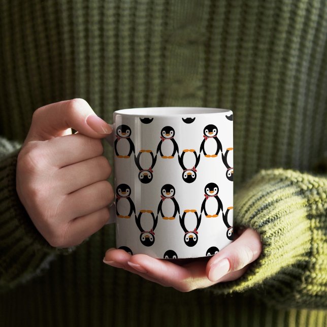Caneca De Café Pinguim sorridente bonito com espinho (Penguin Pattern Mug)