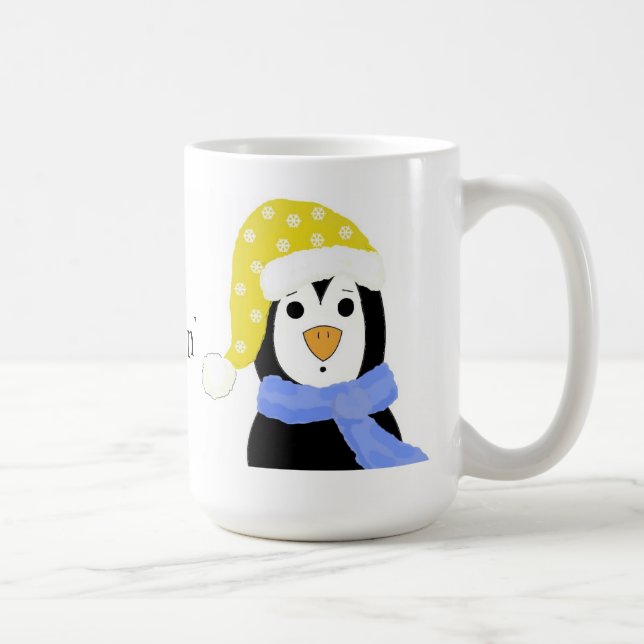 Caneca De Café Pinguim Surpreso - Só mordendo (Direita)