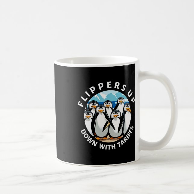 Caneca De Café Pinguins Barbatanas ao Alto Protestam Contra Tarif (Direita)
