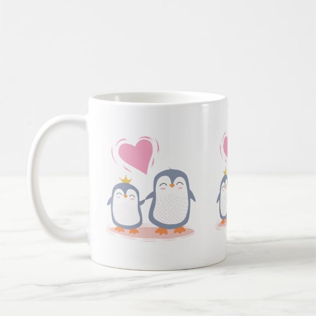 Caneca De Café pinguins bonitos apaixonados (Esquerda)