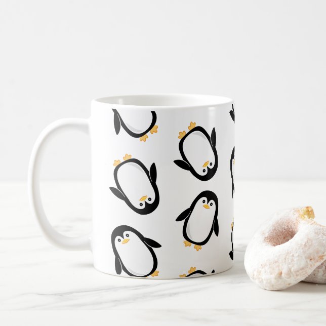 Caneca De Café Pinguins bonitos chá gelado ou café do bebê (Com Donut)