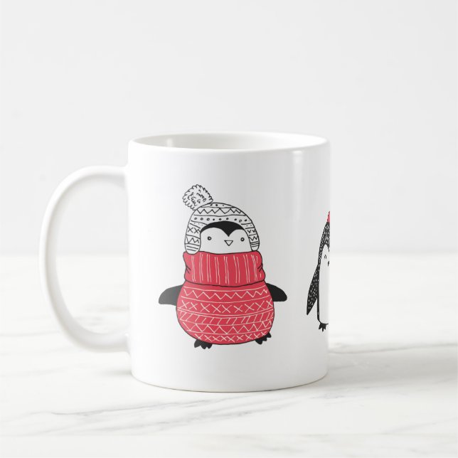 Caneca De Café Pinguins bonitos do inverno (Esquerda)