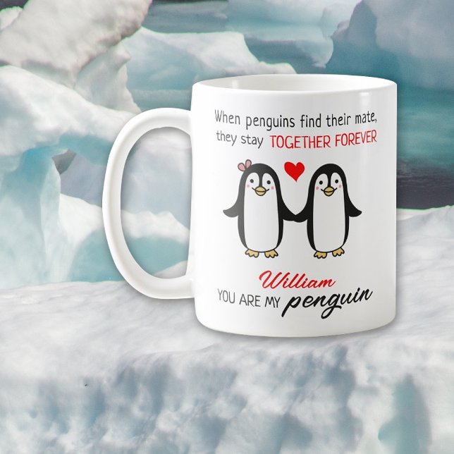 Caneca De Café Pinguins bonitos juntos para sempre, dia do Namora (Criador carregado)