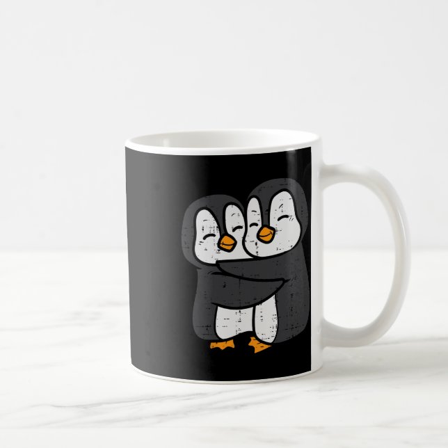 Caneca De Café Pinguins Casal Abraço Mulher Cuta Rapazes Meninas  (Direita)