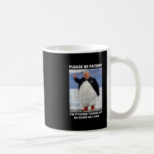 Caneca De Café Pinguins Contra Tarifas Protesto Anti-trump Mãos