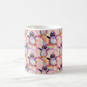 Caneca De Café Pinguins cotovelos e padrão de estrelas