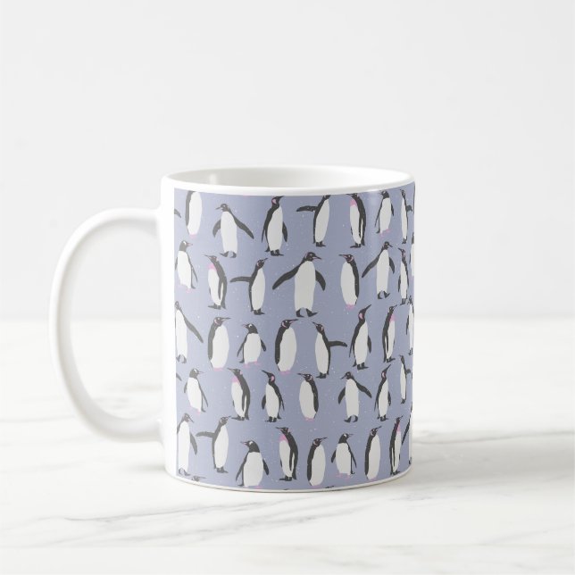 Caneca De Café Pinguins de inverno padrão perfeito + suas ideias (Esquerda)