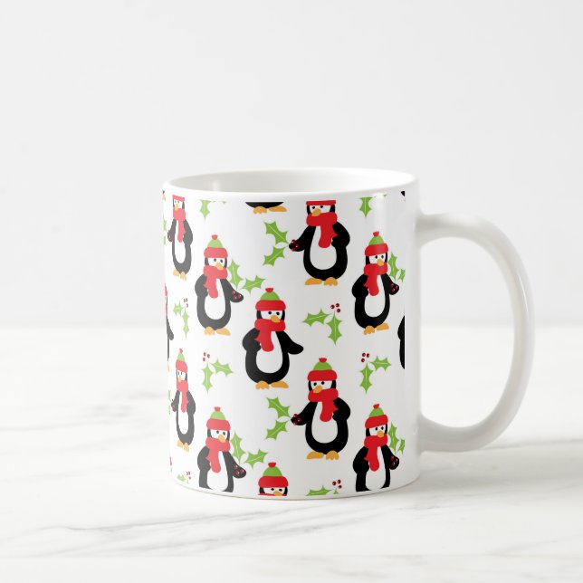 Caneca De Café Pinguins de Natal e Holly Mug (Direita)