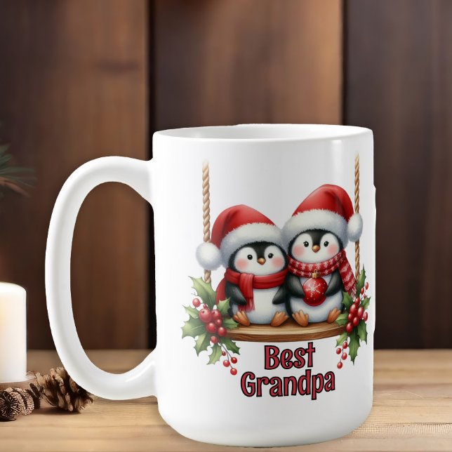 Caneca De Café Pinguins de Natal Melhor Avô (Cute Christmas Penguins Best Grandpa Mug)