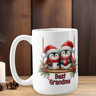 Caneca De Café Pinguins de Natal Melhor Avó