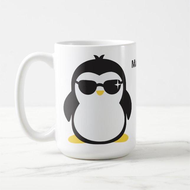 Caneca De Café Pinguins de pinguins legal com nome personalizado (Esquerda)