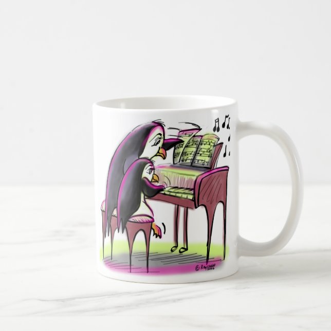 Caneca De Café pinguins do piano (Direita)