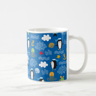 Caneca De Café Pinguins e marinheiros