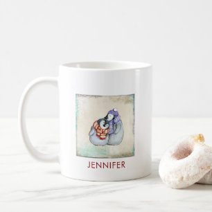 Caneca De Café Pinguins giros e chapéus de inverno personalizado