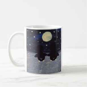 Caneca De Café Pinguins numa Noite com Lua Cheia