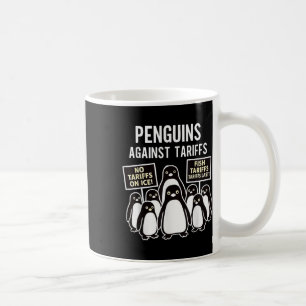 Caneca De Café Pinguins protestam contra Tarifas Engraçado Pingui