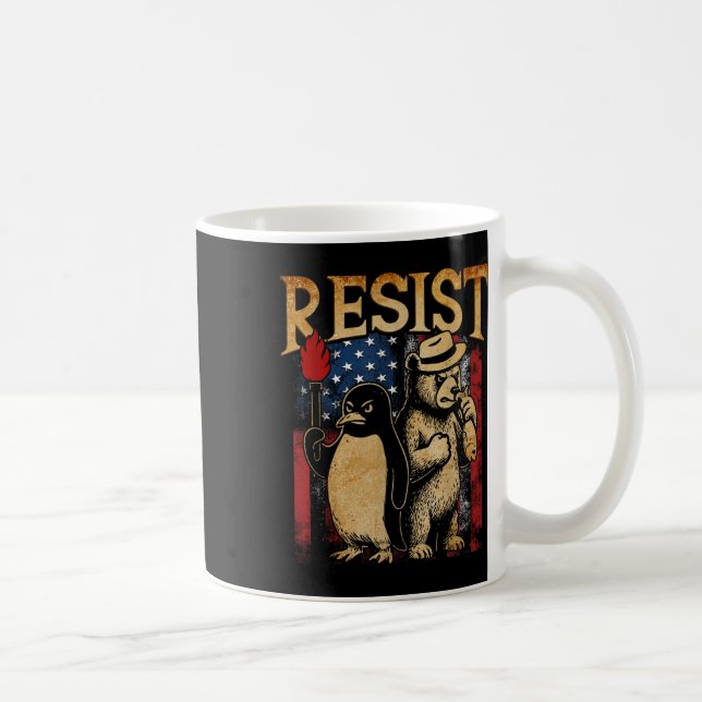 Caneca De Café Pinguins Resistentes E Ursos Resistem A Protestos (Direita)