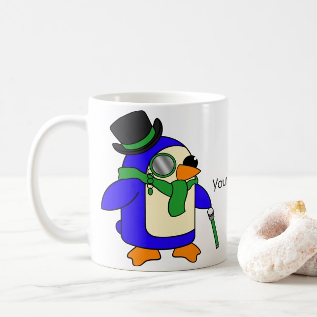 Caneca De Café Pinguins verdes claros (Com Donut)