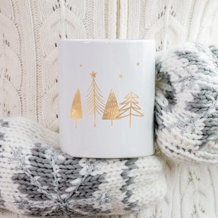 Caneca De Café Pinheiros de inverno Dourados