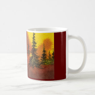 Caneca De Café Pinheiros de montanha em um glorioso nascer do sol