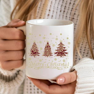 Caneca De Café Pinheiros de natal de Natal modernos e decorados