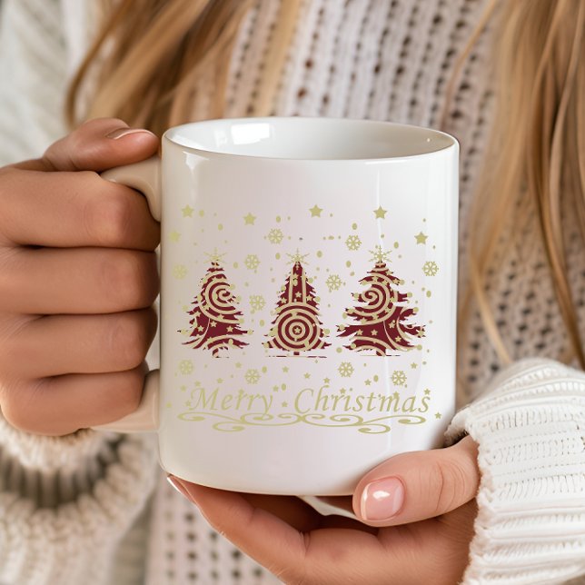 Caneca De Café Pinheiros de natal de Natal modernos e decorados (Criador carregado)