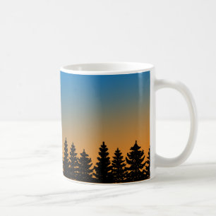 Caneca De Café Pinheiros e Céu Sol   Pine Forest
