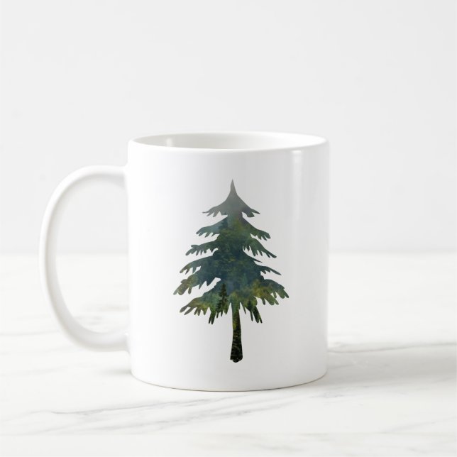 Caneca De Café Pinheiros Mistos na floresta selvagem (Esquerda)