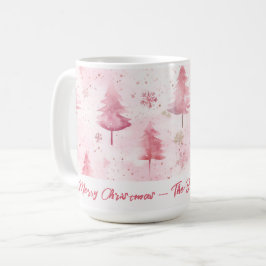 Caneca De Café Pinheiros Rosa Árvores Aquáticas Natal