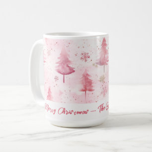 Caneca De Café Pinheiros Rosa Árvores Aquáticas Natal