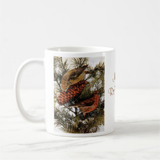 Caneca De Café Pinho vermelho americano do inverno dos pássaros