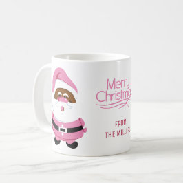 Caneca De Café Pink African-American Santa Claus Feliz Natal