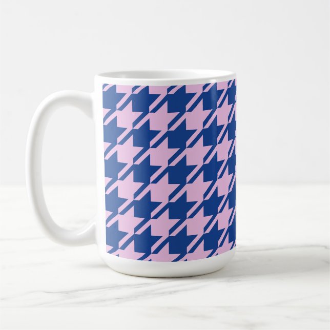 Caneca De Café Pink-alto-dente+Padrão Grande Azul (Esquerda)