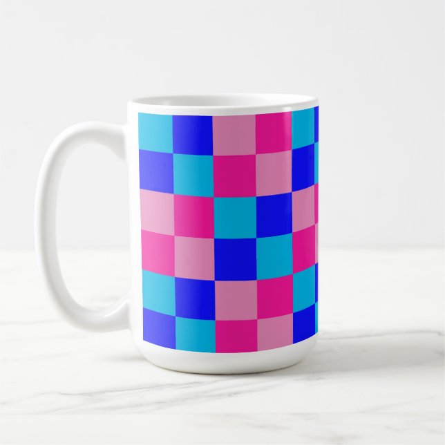 Caneca De Café Pink and Blue Checkered Print (Esquerda)