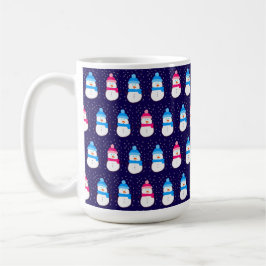 Caneca De Café Pink and Blue Winter Snowmen