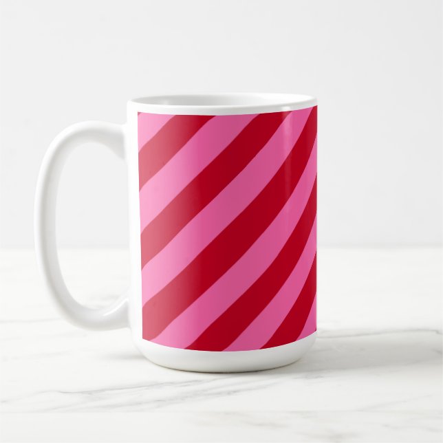 Caneca De Café Pink and Red Christmas Peppermint Stripes  (Esquerda)
