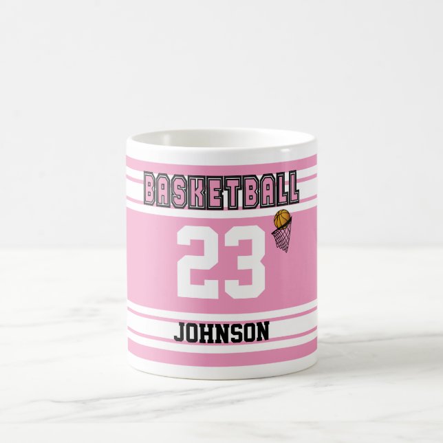 Caneca De Café Pink and White Basketball Jersey (Centro)