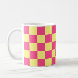 Caneca De Café Pink and Yellow Checkered Print