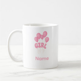 Caneca De Café Pink Baby Girl Balloon Celebration - Cute Nursery 