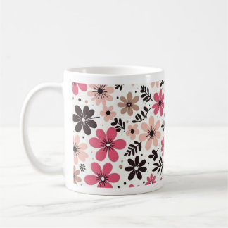 Caneca De Café Pink & Black Floral Mug
