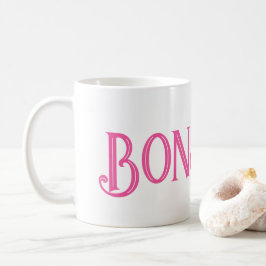 Caneca De Café Pink Bonjour White Coffee Mug