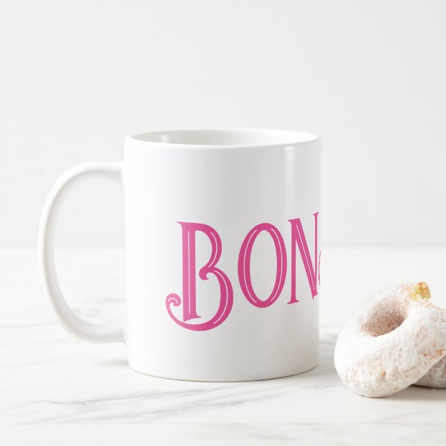 Caneca De Café Pink Bonjour White Coffee Mug (Com Donut)